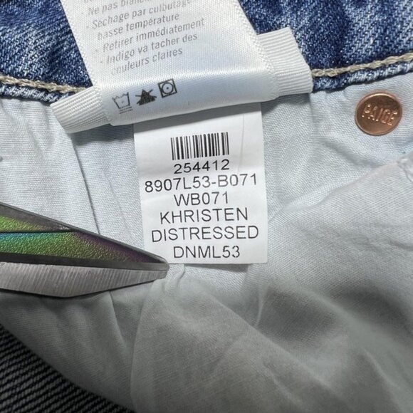 PAIGE Sasha Wide Leg Jeans Womens 25 Khristen Distressed Wash Blue High Rise - Picture 10 of 16